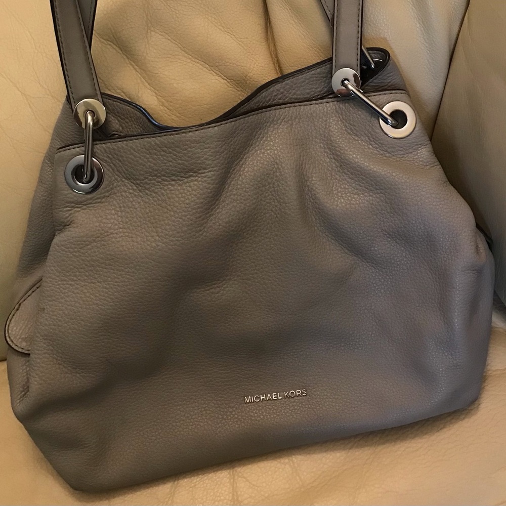 Michael Kors Gray Pebble Leather Shoulder Bag